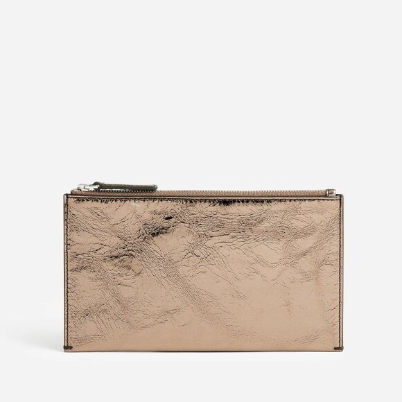 [NWT] Madewell The Leather Pouch Clutch in Pewter - Picture 1 of 2